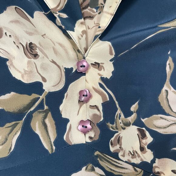 Knapp Studio 90s Maxi Short Sleeve Floral Button Up Dress Tie Back Size Small - Picture 6 of 7